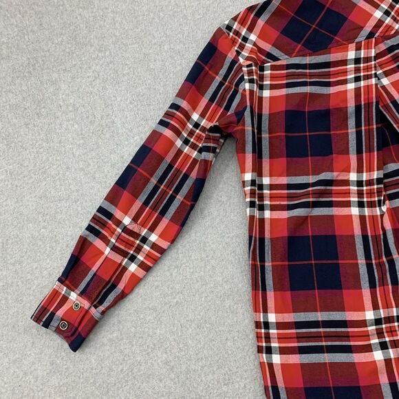 Trina Turk Button Shirt Top Womens Small Flannel Plaid Long Sleeve - Picture 11 of 14